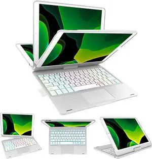 Touchpad Keyboard Case for iPad 10.2 8th 2020 & 7th Generation 2019, iPad Air 3 2019, iPad Pro 10.5 inch 2017, Rainbow Backlights, 360 Screen Rotate, with Pencil Holder