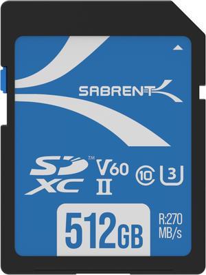 SABRENT Rocket V60 512GB SD UHS-II Memory Card R270MB/s W170MB/s (SD-TL60-512GB)