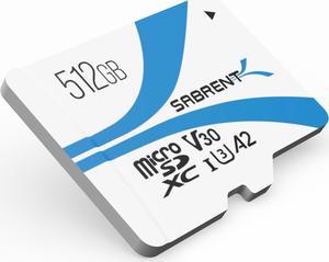 SABRENT Rocket V30 A2 512GB MicroSDXC Memory Card R100MB/s W30MB/s (SD-MQ30-512)