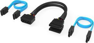 Sabrent SSD/SATA Hard Drive Connection Kit [Molex 4 Pin to x2 15 Pin SATA Power Splitter Cable and x2 SATA Cables (Data)] (CB-SDSP)
