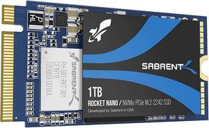 SABRENT 1TB Rocket NVMe PCIe M.2 2242 DRAM-less Low Power Internal High-Performance SSD (SB-1342-1TB)