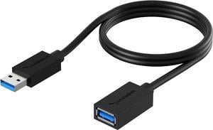 SABRENT CB-3030 3 ft. Black 22AWG USB 3.0 Extension Cable - A-Male to A-Female