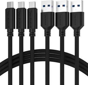 Sabrent [3-Pack] 22AWG Premium 3ft USB-C to USB A 3.0 Sync and Charge Cables [Black] (CB-C3X3)