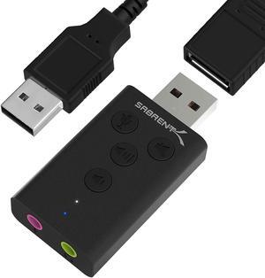 SABRENT Aluminum USB External 3D Stereo Sound Adapter for Windows and Mac. Plug and Play No Drivers Needed. [Black] (AU-DDAB)