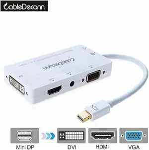 2 hub Multi-port Mini DisplayPort to VGA HDMI DVI  4in1 Audio adapter cable converter for  macbook pro mac air