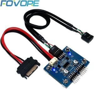 Cable USB 9Pin Motherboard USB 9pin Male Header Hub Splitter Connector USB 2.0 Hub with Extension Cable SATA Cable Magnetic Base