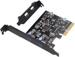 PCI Express 4X to USB 3.1 Gen2 10Gbps 2-Port Type C Expansion Card Adapter For Desktop Computer Windows 7/8/8.1/10/Linux