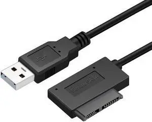 USB 2.0 to 7+6 13 Pin Slimline SATA II Adapter Cable For Laptop CD DVD ROM Optical Disk Drive HDD Caddy Plug & Play