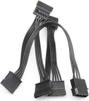 4 Pin Molex Male to 5 x 15 Pin SATA Female Power Cable Adapter For Multiple HDD