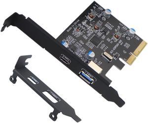 PCI Express to USB 3.1 Gen2 10Gbps Hub Type A and Type C 2-Port PCIe Expansion Adapter Card For Windows 7/8/8.1/10/Linux