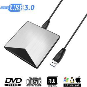 External Aluminum Optical DVD Drive USB 3.0 CD DVD +/-RW Burner Rewriter Player For Laptop Desktop PC Support Windows Mac OS