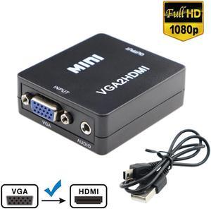 1080P Full HD Mini VGA to HDMI Audio Video Converter Adapter Box Support HDTV For PC Laptop Display Computer Mac Projector