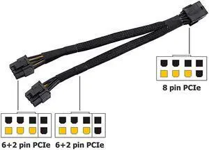 1PC PCI-E 8-pin To Dual 6+2-pin (6-pin/8-pin) Power Splitter Cable Graphics Card PCIE PCI Express 8Pin To Dual 8Pin Power Cable