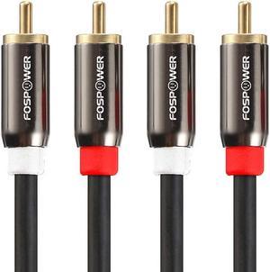 FosPower (15 Feet) 2 RCA M/M Stereo Audio Cable [24K Gold Plated | Copper Core] 2RCA Male to 2RCA Male [Left/Right] Premium Sound Quality Plug