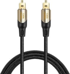 CableCreation 50 Feet Toslink Male to Toslink Male Digital Optical SPDIF Audio Cable, Braided Fiber Cable with Metal Connectors, Black & Gold/ 15.2 Meters