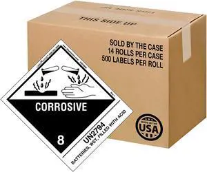 Labelmaster HSN4800 UN2794 Batteries Wet Filled With Acid, Hazmat, 4.75" x 4" (Pack of 500)