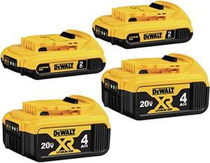 DEWALT 20V MAX Battery, Lithium Ion, 4-Ah & 2-Ah, 4-Pack (DCB3244)