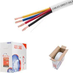 250ft 14AWG 4 Conductors (14/4) CL2 Rated Speaker Cable True Spec & Gauge Low Voltage LED Copper Clad Aluminum Wire, Pull Box (for in-Wall Installation) (14AWG / 4 Conductors, 250ft)