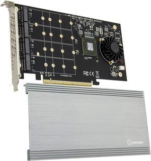 Quad M.2 NVMe Ports to PCIe 3.0 x16 Bifurcation Riser Controller - Support Non-Bifurcation Motherboard