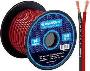 14 Gauge AWG 30ft Speaker Wire True Spec and Soft Touch Cable Wire - Red/Black (Great Use for Car Speakers Stereos Home Theater Speakers Surround Sound Radio)