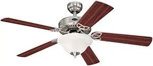 Westinghouse Lighting 7234900 Vintage II Indoor Ceiling Fan with Light, LED, Brushed Nickel