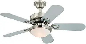 Westinghouse Lighting 7230300 Cassidy Indoor Ceiling Fan with Light, 36 Inch, Brushed Nickel
