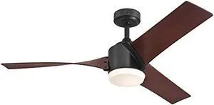Westinghouse Lighting 7227000 Evan, Modern LED Ceiling Fan with Light and Remote Control, 52 Inch, Matte Black Finish, Opal Frosted Glass