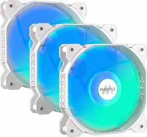 MUSETEX PC Fans, 120MM PWM ARGB Computer Case Fans, Adjustable Speed, Customizable Lighting, Excellent Cooling Performance, White, Pack of 3, MF(Estimated Arrival in 5-8 Days)