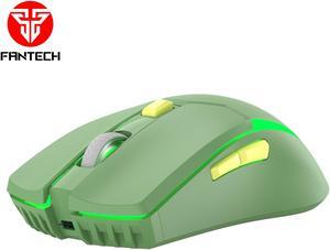 FANTECH  Wireless Gaming Mouse,Medium-size ,Ergonomic Hand Grips,2.4 GHz wreless Fast charge,RGB Gamer Desk Laptop PC Gaming Mouse, for Windows 7/8/10/11/XP Vista Linux MacOs,Green