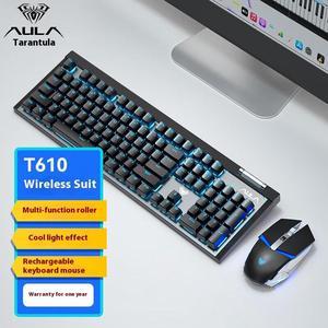 AULA  T610  Wireless Game Keyboard And Mouse Combo, 2.4G connection Wireless LED Backlight   for Vista/Windows7/8/10/mac,2.4G connection, black