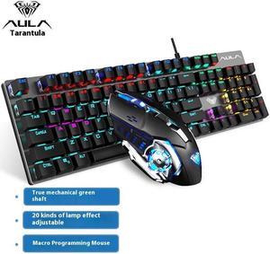 AULA  T400  Mechanical Keyboard And Game Mouse Combo, USB Wired LED Backlight   for Vista/Windows7/8/10/MAC, 2400DPI, 50 million keystroke life, black