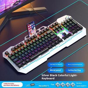 AULA Reaper Mechanical Keyboard,Multi-Platform Compatible, Wired Gaming Keyboard 104 Keys, Laptop Desktop External Office Keyboard, Silver Black