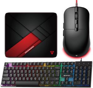 FANTECH P31 Wired Gaming Keyboard & Mouse & Mouse Pad 3-Piece Set, Gaming, RGB Keyboard, 3600 DPI Mouse, SPEED SURFACE MATERIAL Mouse Pad, for PC Game Sets Windows macOS, Black
