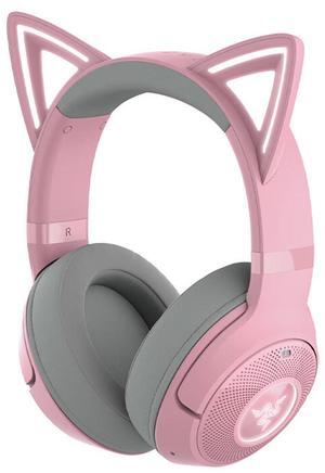AULA Cute Cat Edition Wireless Bluetooth Gaming Headset with Microphone,usb link, 7.1 stereo, noise-canceling headphones,Compatible with devices with USB ports,Pink