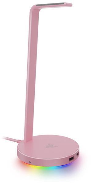 AULA Phantom Dock V2 Headset Stand Holder, Chroma RGB Lighting - Taller Stand & Anti-slip Ledge - USB Charging Ports - Anti-Slip Rubber Base - 3.5mm Port + Built-in DAC - Quartz Pink