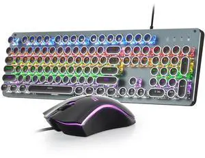 AULA Punk Mechanical Keyboard & mouse & mousepad 3-piece set , for Mac/PC/ PS5 /PS4 /Xbox /One Gamer,1.6m USB Leather Cable,Monochrome Mixed Color,104 Keys,Black