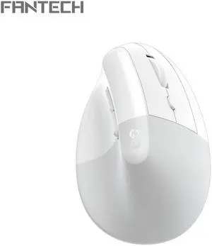 FANTECH GO COMFY W195R White Gaming Mouse -Slient Switches,Dual Mode Connection,57°Vertical Angle,1600DPI Adjustable,7Buttons,Ergonomic Design for PC/Computer(White)