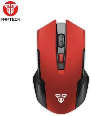 FANTECH RAIGOR II WG10 Black Gaming Mouse - 2000DPI, 2.4GHz, 6 Buttons, 61g Ultra-Light, 5M Clicks,Ergonomic Design for PC/Computer(Red)