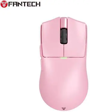 FANTECH TANTO EWG13E Pink Gaming Mouse - 12000DPI, 2.4GHzWireless Connection, Huano Transparent Green Shell White Dots,45Hours Battery Life,Supports RGBCharging Dock,Pixart 3311 Sensor(Pink)