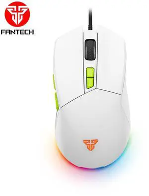 FANTECH VENOM GO VX6 White Wired Gaming Mouse,2400 DPI Adjustable, 7 Buttons,20 MILLION CLICKSRGB Lighting Effect, 7D Macro Function Performance,Ergonomic Design for PC/Computer (White)