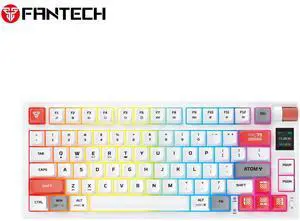 FANTECHATOM PRO79 MK917,Mechanical Wireless Keyboard,79Key,Tri-Mode Connection, ARGB Lighting,5 Pin Hot Swappable Switches,Built-In Smart Display,White (blue switch)