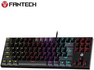 FANTECH ATOM87 MK876V2 SUMI Mechanical Wired Keyboard,87 Key, 25 Keys Anti-Ghost,3-Pin Hot Swappable switchs,13 Lighting Mode,2 Color Combination Keycaps,Black / Grey (red Switch)
