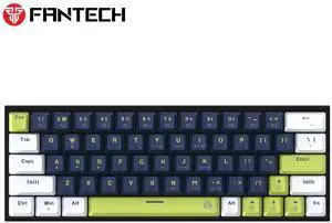 FANTECH MK874V2 Gaming Wired Keyboard, DETACHABLEUSB-CCABLE,63key, Hot-swappable, 17 Lighting Modes,Design for PC/Computer,White / Blue (red switch)