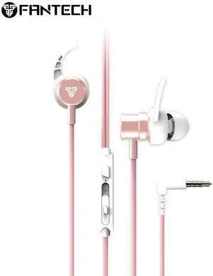FANTECH TEG3 Wired Pink Earbuds,Tangled-free,Lnline Control,Magnetic Design,Built-in Microphone,Ergonomic FIt Design,Noise Isolation,Pink