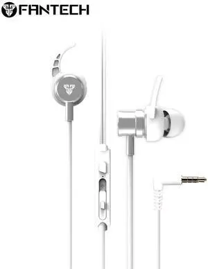 FANTECH TEG3 Wired White Earbuds,Tangled-free,Lnline Control,Magnetic Design,Built-in Microphone,Ergonomic FIt Design,Noise Isolation,White