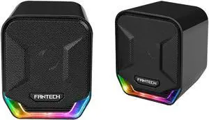 FANTECH GS202 Wired Speaker,45MM Driver Unit,45MM 85dB Signa-to-Noise Ratio with OLED Screen, RBG Control, black