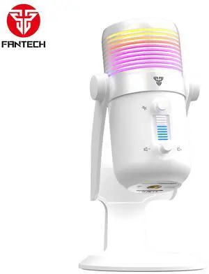 FANTECH LEVIOSA MAX MCX03 Wired Condenser Microphone, 192 kHz / 24-bit High Sampling Rate, Noise Reduction,Cardioid Polar Pattern, USB C Interface, RGB Lighting, White