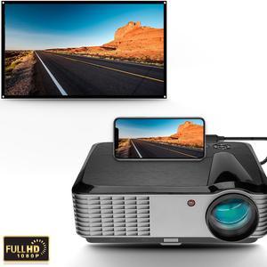 1080P Home Projector Projector , 5000 Lumens LED Video Projector, 300" and 4K Supported, Compatible with Phone ,Tablet, TV Stick , Dual Speakers, HDMI, USB, VGA