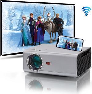 Portable Projector, WiFi Projectors with Bluetooth, Side Projection and 130” Display Supported, 1080P 4K Compatible with Phone, PC, TV Stick, PS4, HDMI / USB/ VGA/ AV, for Home Theater Gaming Sports