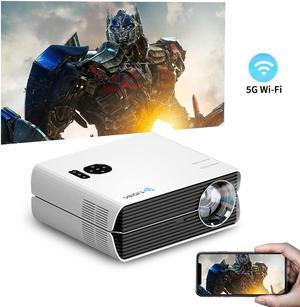 TROISC FULL HD 1080P Projector WiFi 5G/2.4G 10000 Lumens 20000:1 Contrast, Wireless Screen Mirroring 300" Home Theater, Digital Zoom Bluetooth HDMI/UAB/AV/3.5mm Jack Compatible with TV Stick, PS4